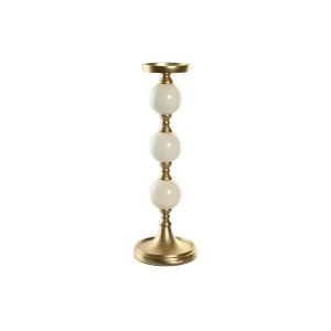 Kerzenleuchter Home ESPRIT Weiß Gold Aluminium Moderne 15 x 15 x 43.5 cm