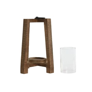 Kerzenschale Home ESPRIT natürlich Kristall Mango-Holz 25 x 25 x 35 cm