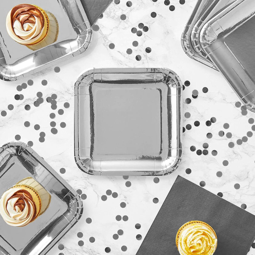 Plate set Algon Silver 20 cm 20 x 2 cm 10 Pieces (18 Units)