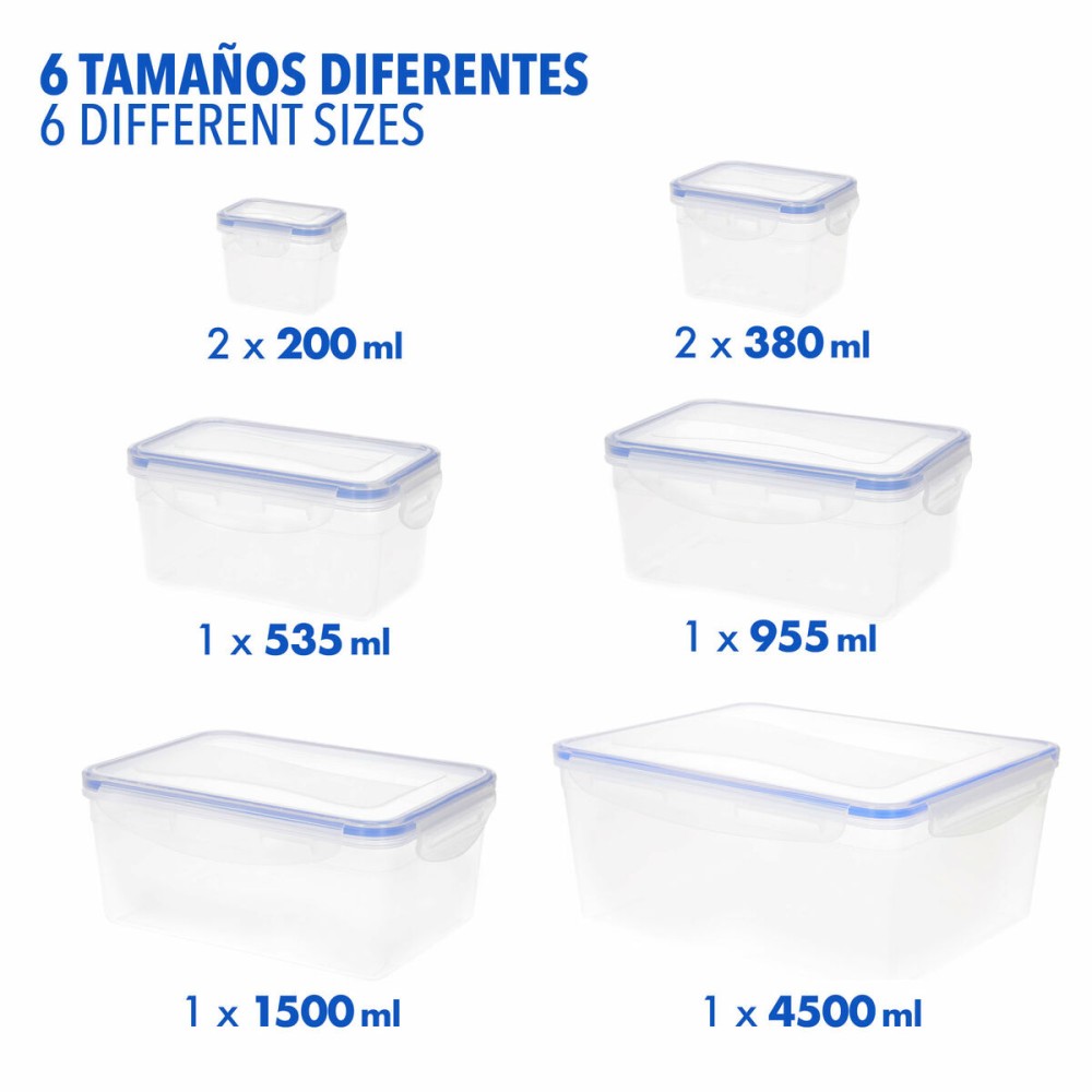 Ensemble de contenants de cuisine hermétiques empilables Max Home 27 x 12 x 20 cm 6 Unités