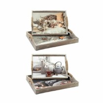 Tablettset DKD Home Decor Bunt 40 x 30 x 6 cm Holz MDF (2 Stück)