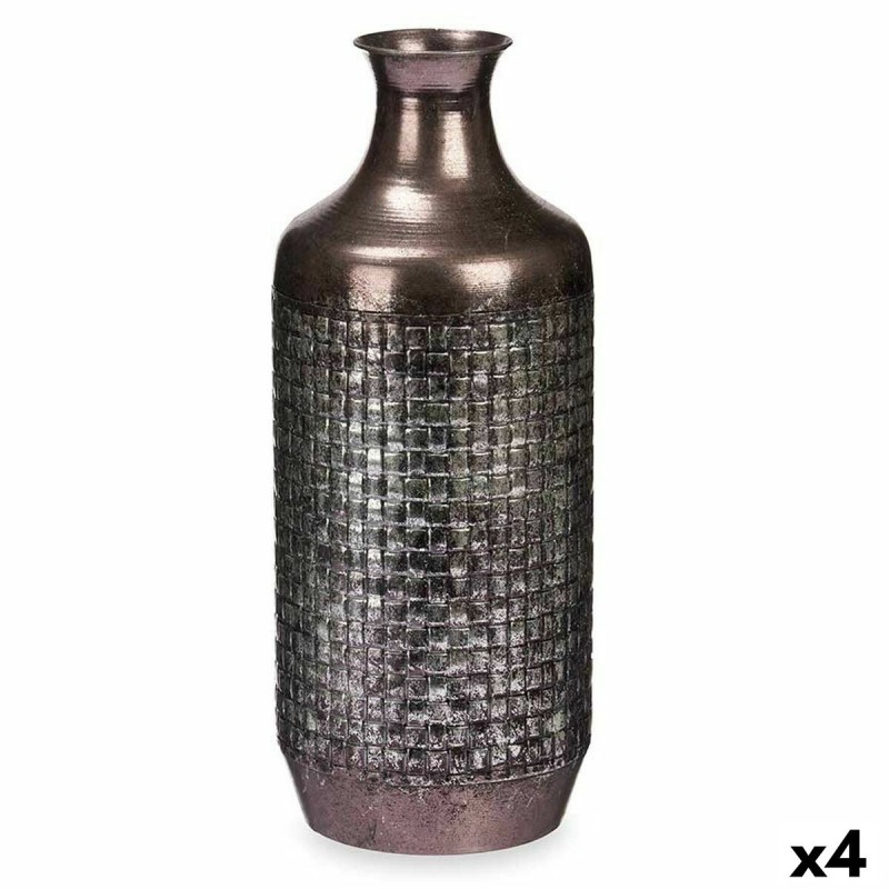 Vase Silberfarben Metall 16 x 42 x 16 cm (4 Stück) Mit Relief