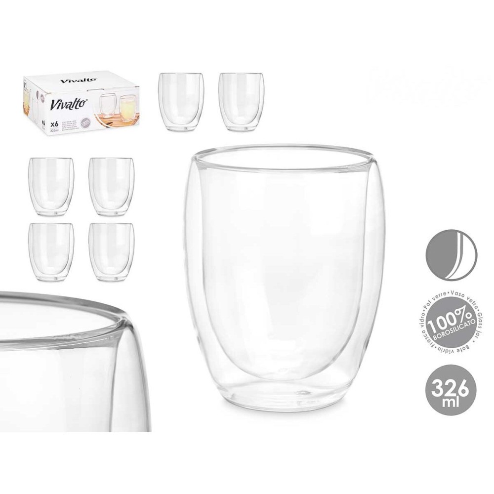 Wasserglas Vivalto OCT-DG2061 Durchsichtig Borosilikatglas 326 ml (6 Stück)