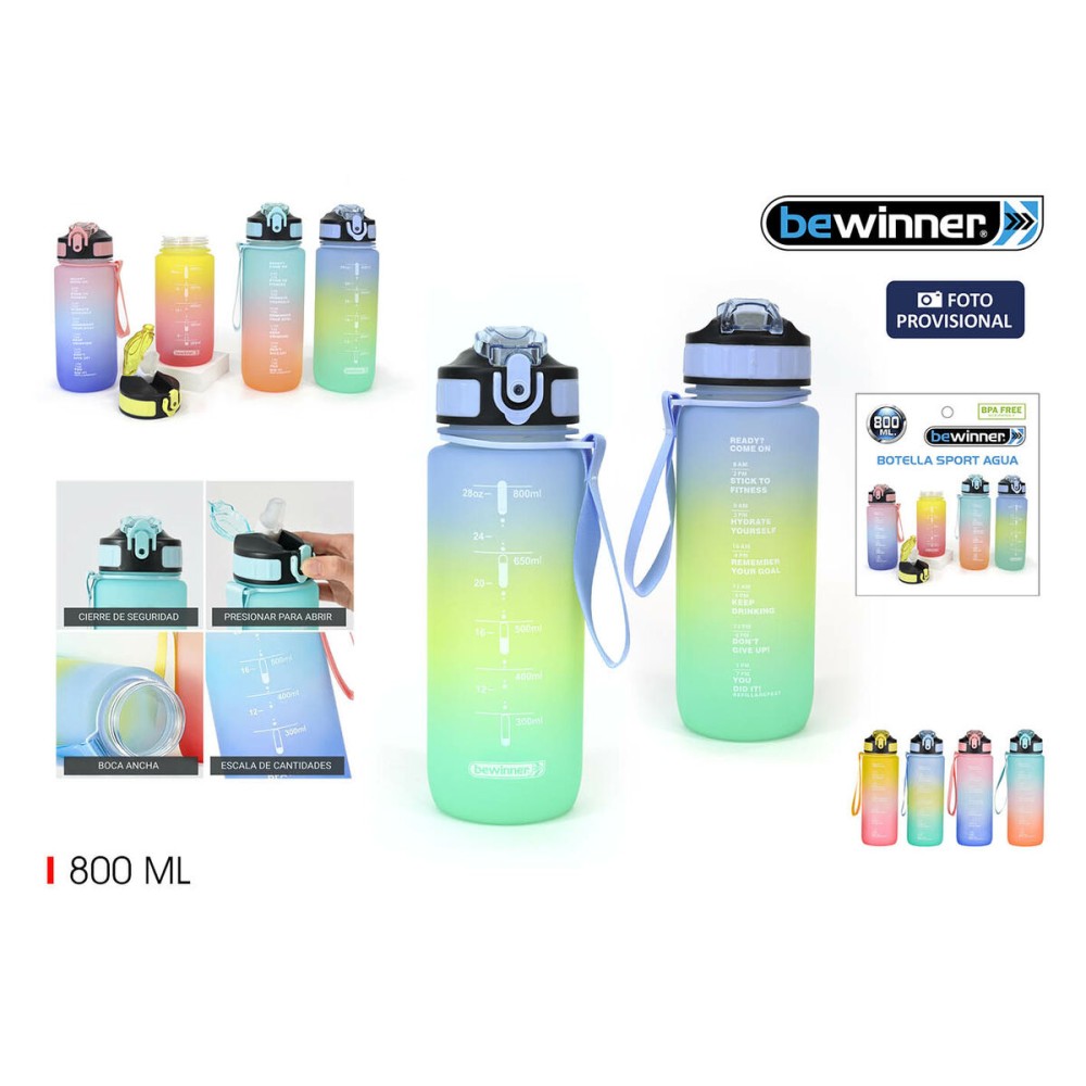 Wasserflasche Bewinner Bunt 800 ml 7,5 x 23,5 cm (12 Stück)