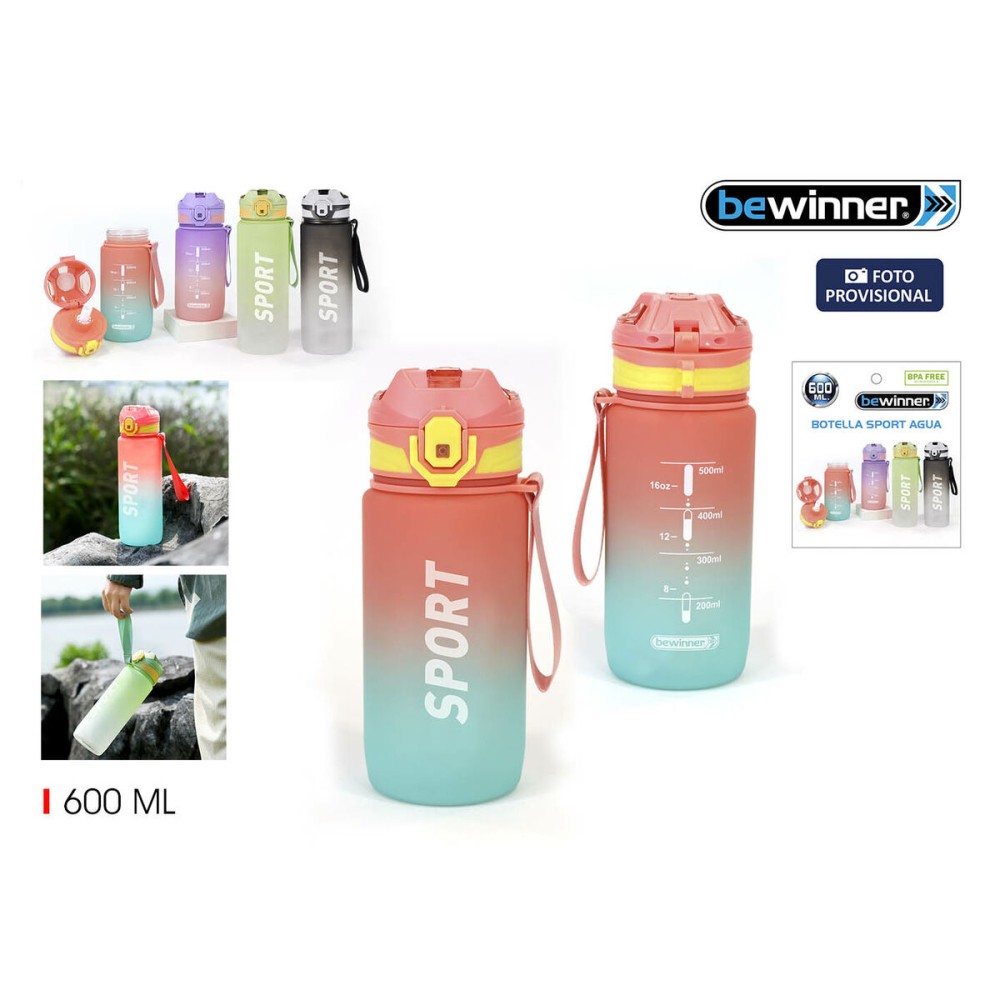Wasserflasche Bewinner Bunt 600 ml 7,4 x 7,4 x 19 cm (12 Stück)