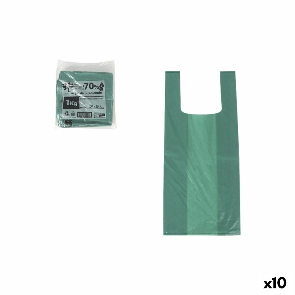 Sac réutilisable Inde Vert 35 x 50 cm (10 Unités)