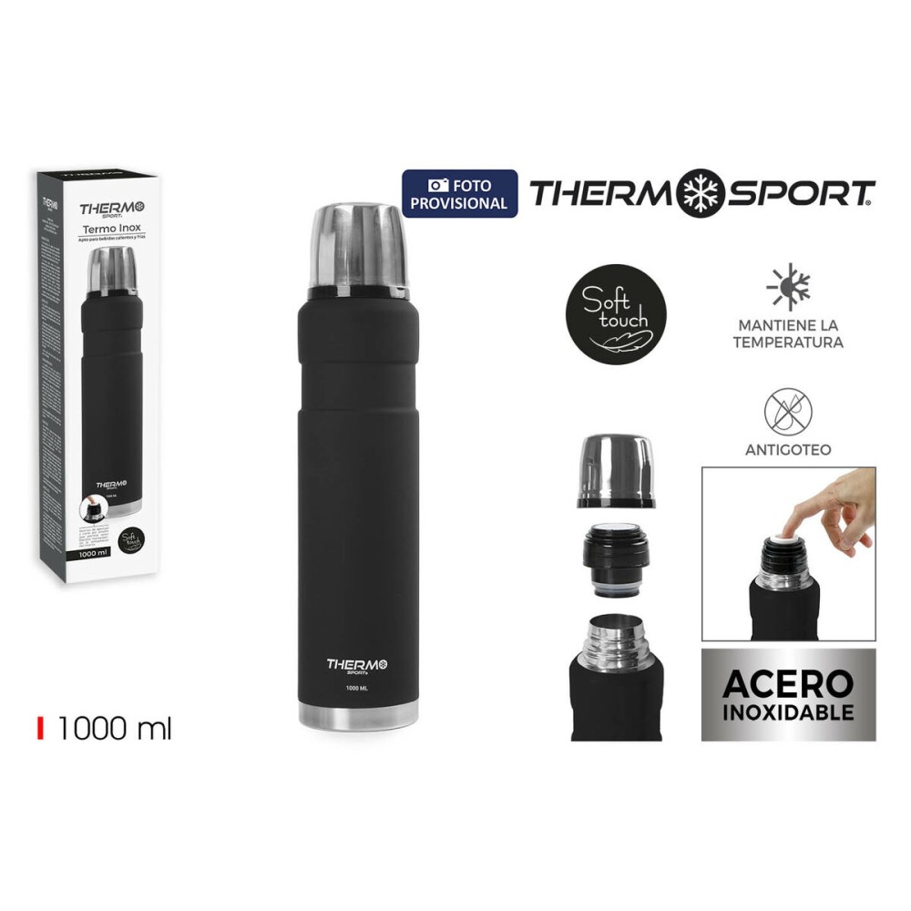 Thermosflasche ThermoSport Schwarz 1 L (6 Stück)