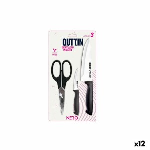 Ensemble de Couteaux Quttin Nero Noir 3 Pièces (12 Unités)