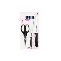 Ensemble de Couteaux Quttin Nero Noir 3 Pièces (12 Unités)