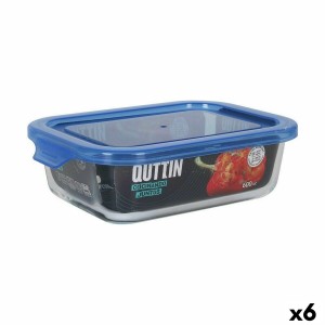Lunchbox hermetisch Quttin Blau Durchsichtig rechteckig 600 ml (6 Stück)