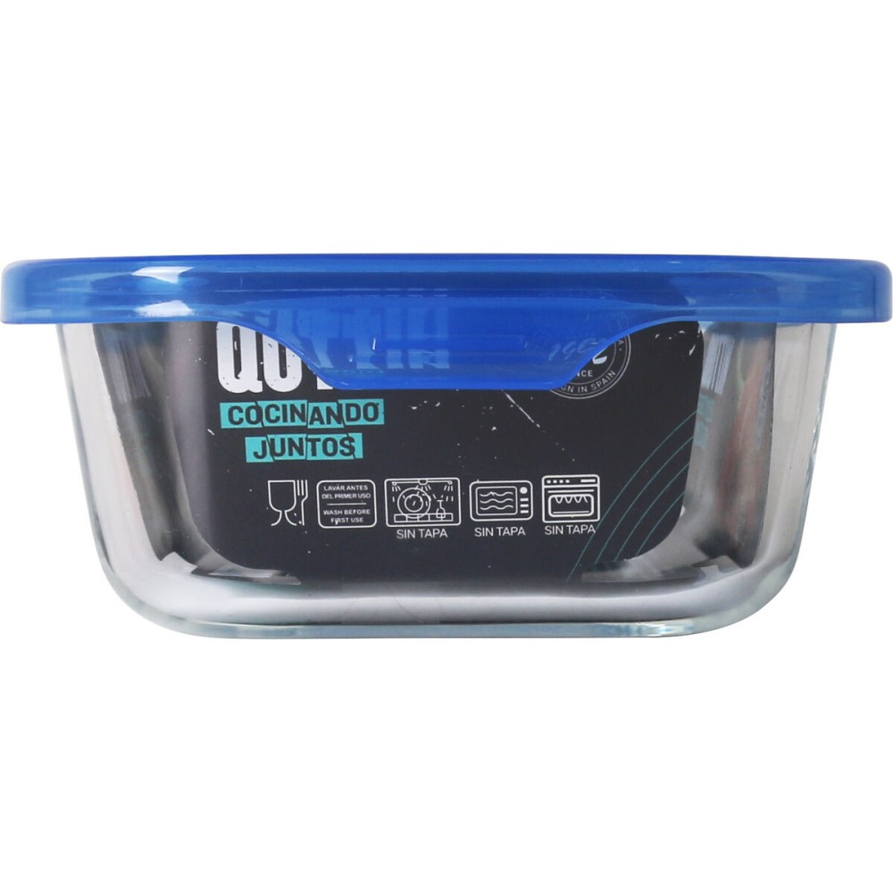 Hermetic Lunch Box Quttin Blue Transparent Rectangular 600 ml (6 Units)