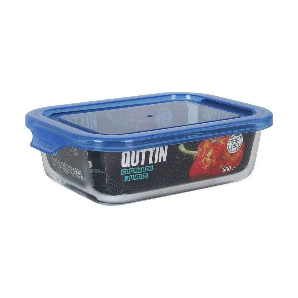 Lunchbox hermetisch Quttin Blau Durchsichtig rechteckig 600 ml (6 Stück)