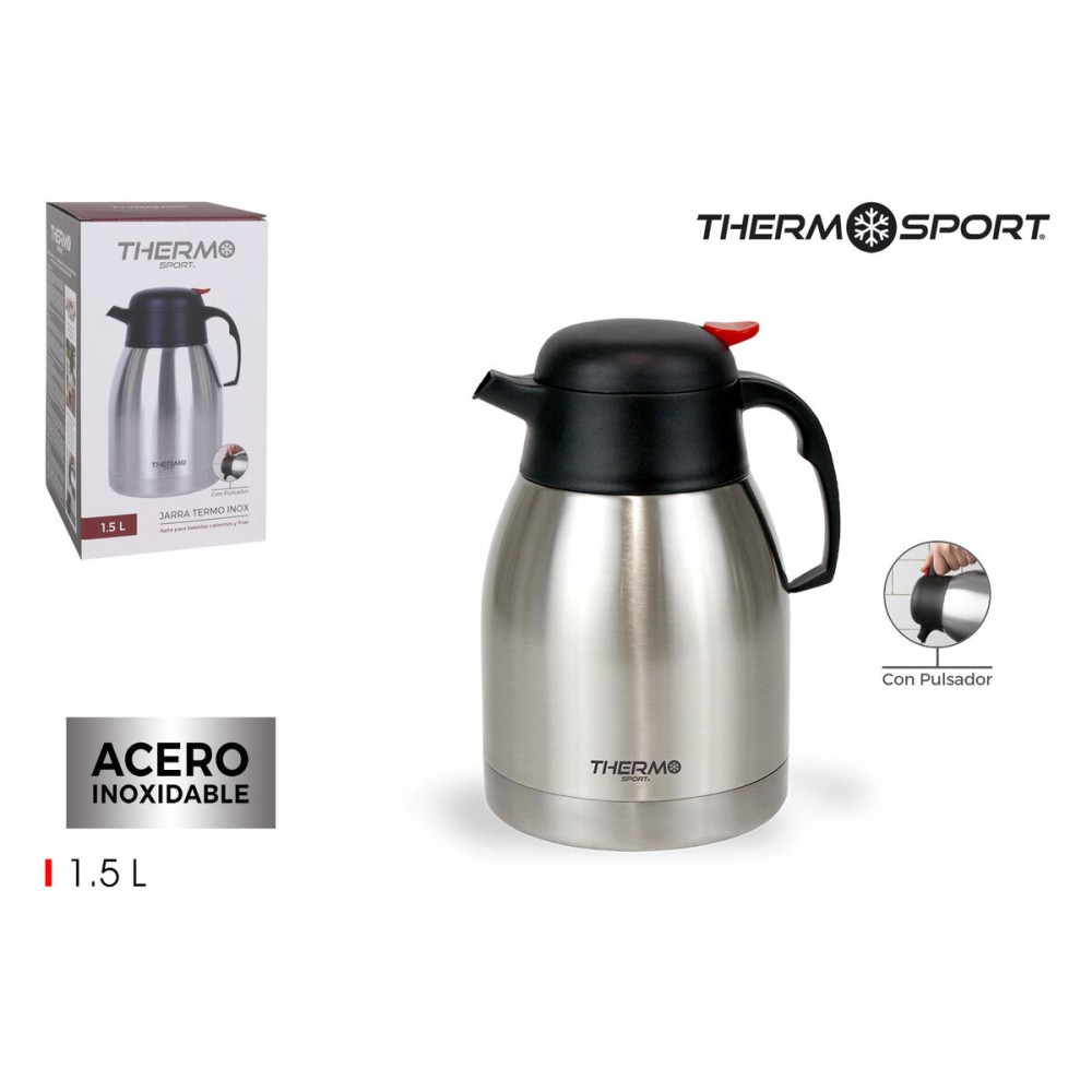 Thermoskanne ThermoSport Edelstahl 1,5 L Knopf (6 Stück)