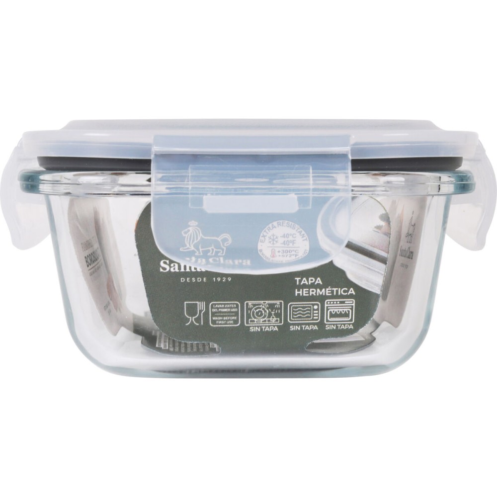 Hermetic Lunch Box Santa Clara Transparent Rectangular 375 ml (12 Units)