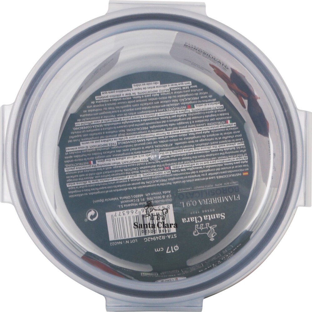 Boîte à lunch hermétique Santa Clara Transparent Ø 17 cm 0,9 l (6 Unités)