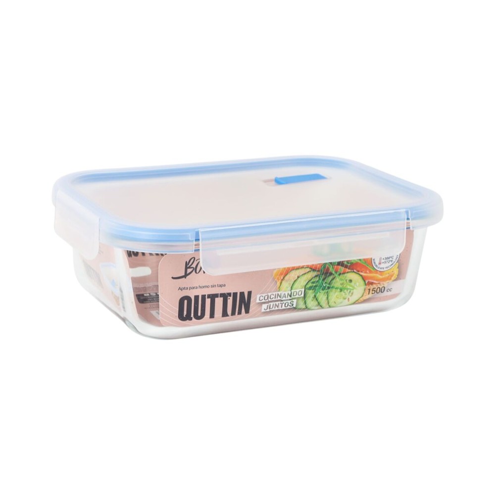 Boîte à lunch hermétique Quttin Boho Transparent Rectangulaire 1,5 L (6 Unités)