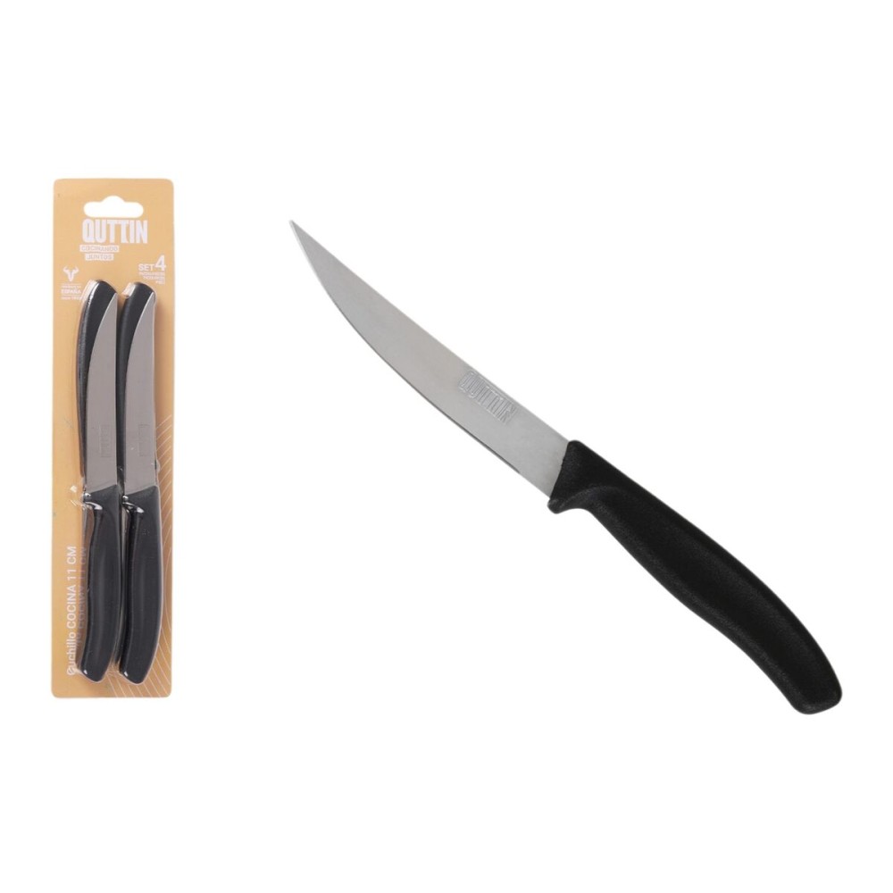 Steakmesser-Set Quttin 11 cm Schwarz Silberfarben Edelstahl 4 Stücke (18 Stück)