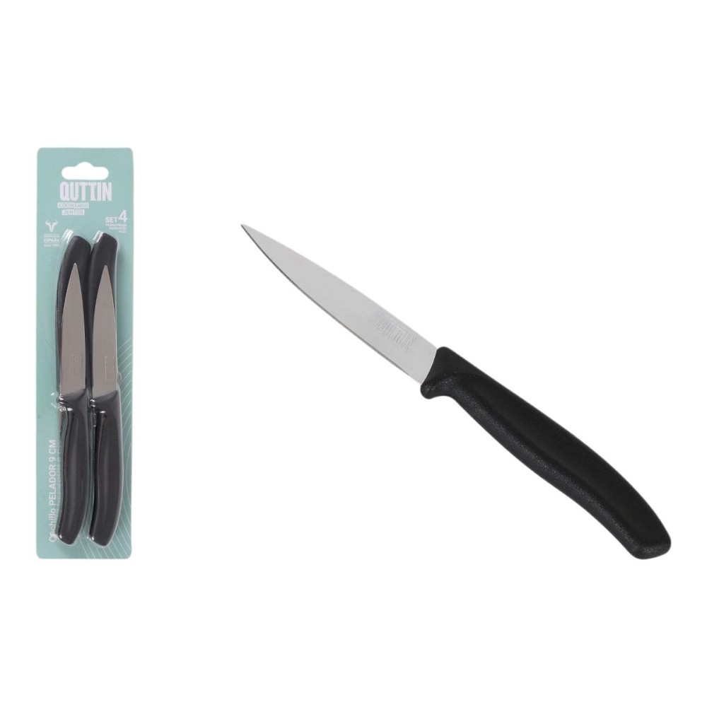 Schälmesserset Quttin Basic Schwarz Silberfarben Edelstahl 9 cm 4 Stücke (18 Stück)
