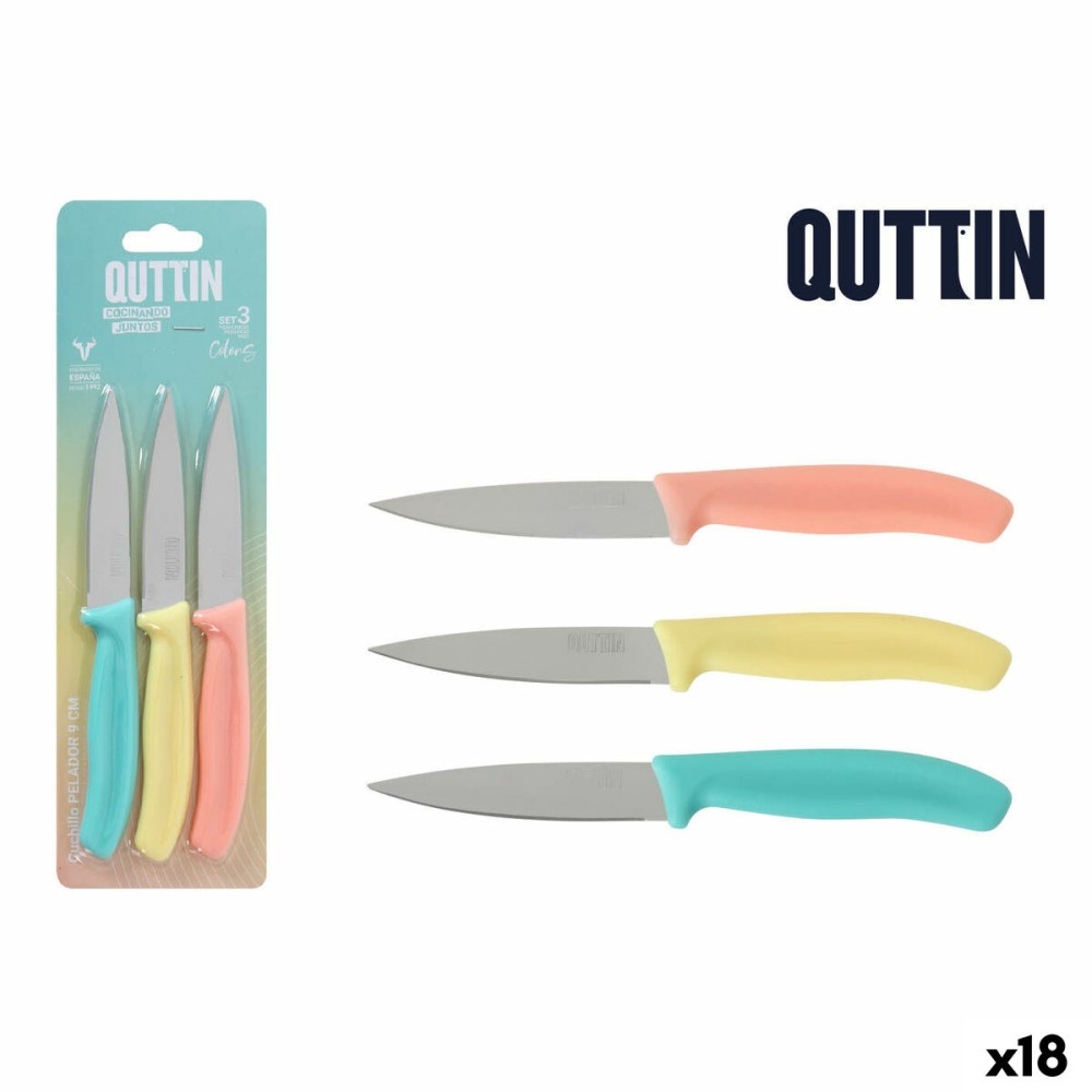 Schälmesserset Quttin Basic Bunt Edelstahl 9 cm 3 Stücke (18 Stück)