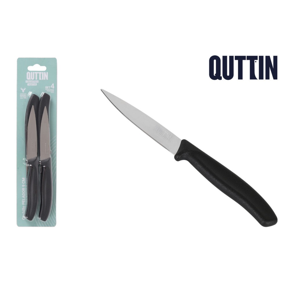 Schälmesserset Quttin Basic Schwarz Silberfarben Edelstahl 9 cm 4 Stücke (18 Stück)