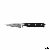 Schälmesser Quttin Bull Schwarz Silberfarben Edelstahl 9 cm (4 Stück)