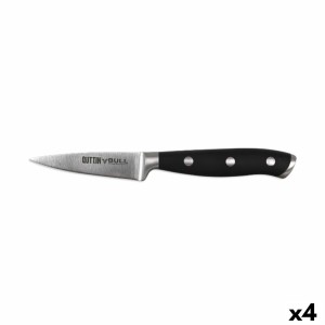 Schälmesser Quttin Bull Schwarz Silberfarben Edelstahl 9 cm (4 Stück)