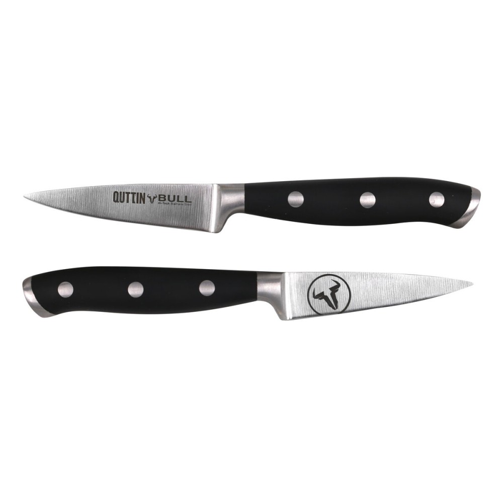 Schälmesser Quttin Bull Schwarz Silberfarben Edelstahl 9 cm (4 Stück)