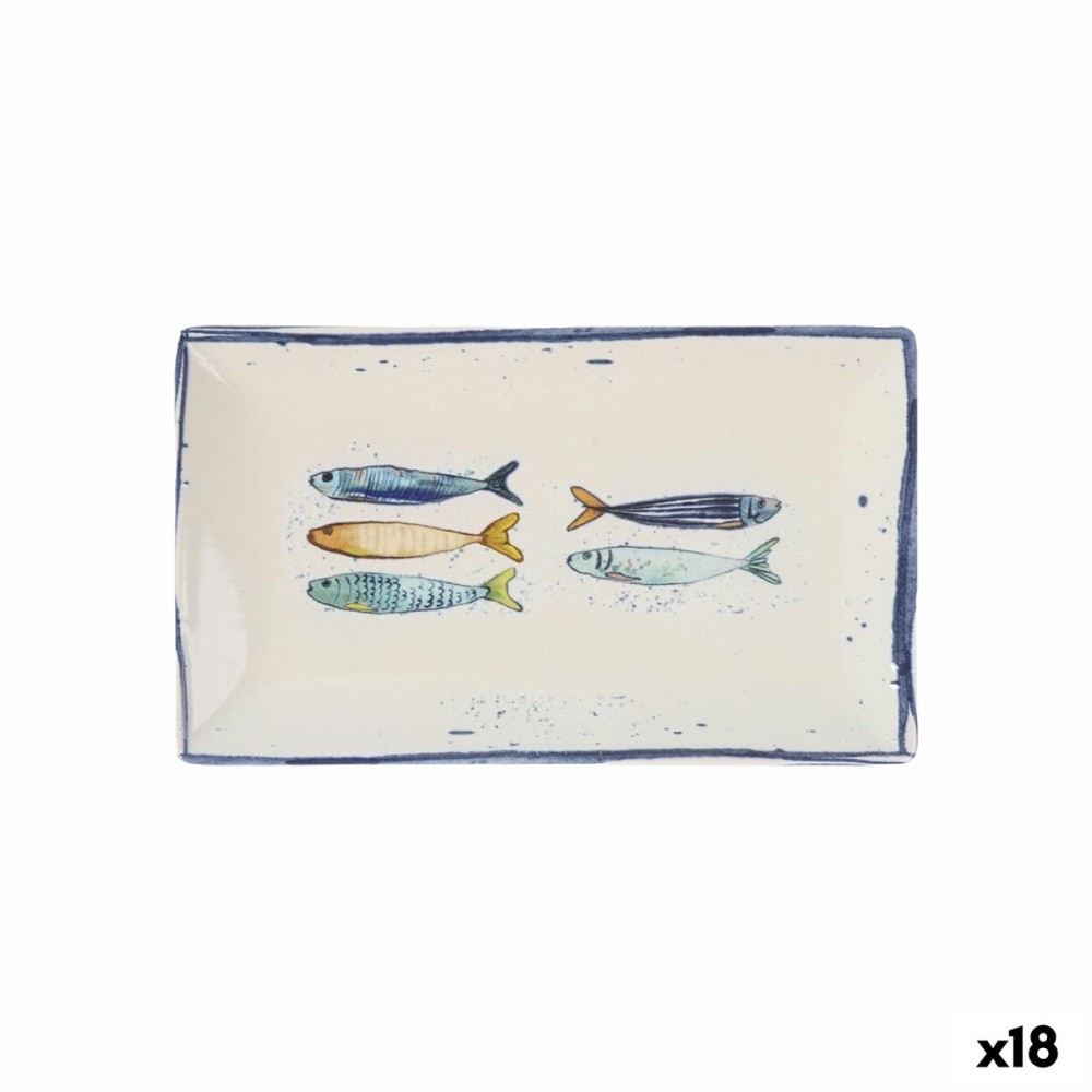 Plat à Gratin La Mediterránea Peixe Rectangulaire Poissons 25,3 x 15 x 2 cm (18 Unités)