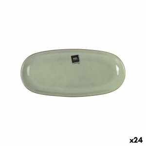 Serving Platter La Mediterránea Macarella green Oval 25 x 12 x 2,2 cm (24 Units)
