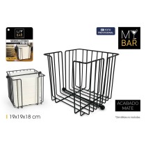 Porte-serviettes My Bar Noir Métal 19 x 19 x 18 cm (8 Unités)