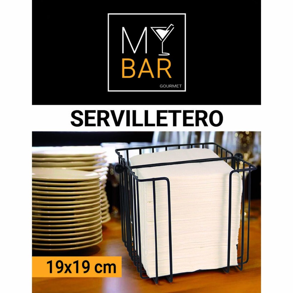 Porte-serviettes My Bar Noir Métal 19 x 19 x 18 cm (8 Unités)