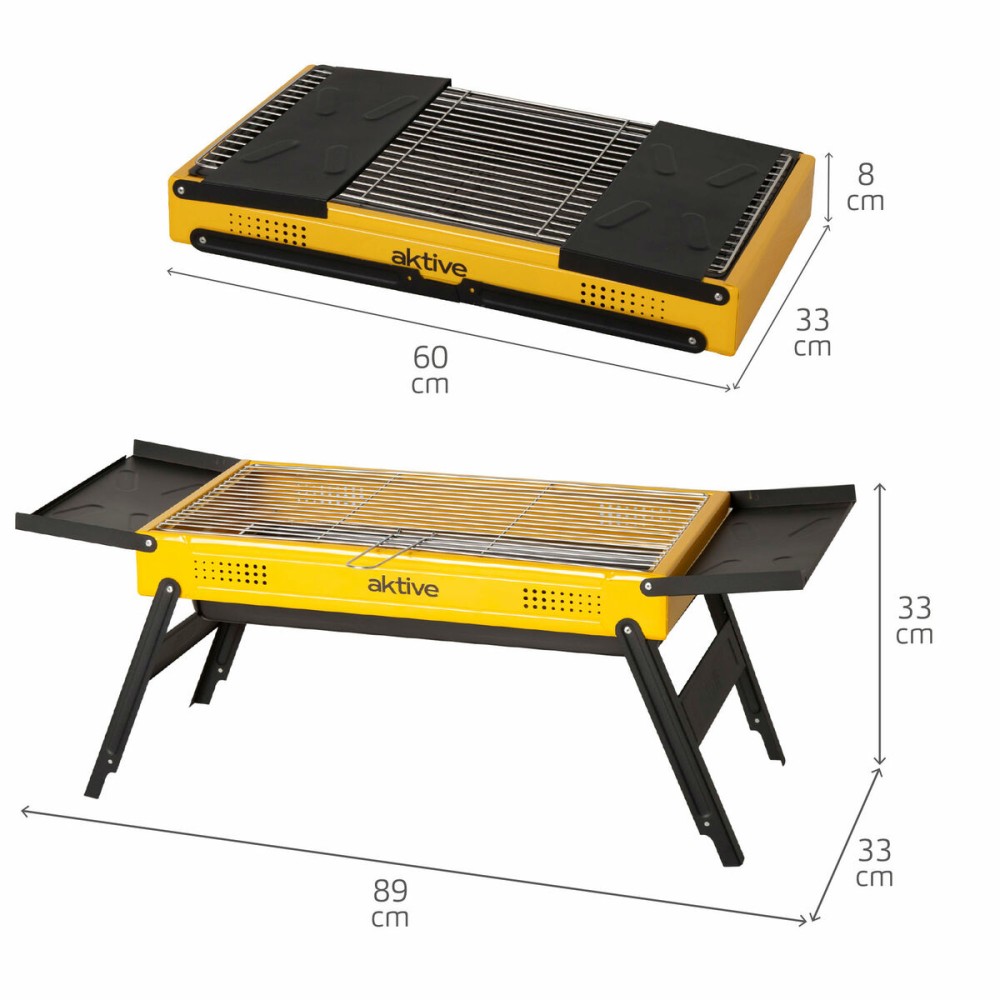 Grill Tragbarer Aktive Stahl 89 x 33 x 33 cm Gelb