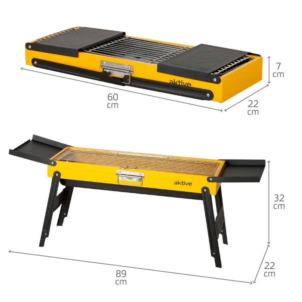 Grill Tragbarer Aktive Stahl 89 x 32 x 22 cm Gelb