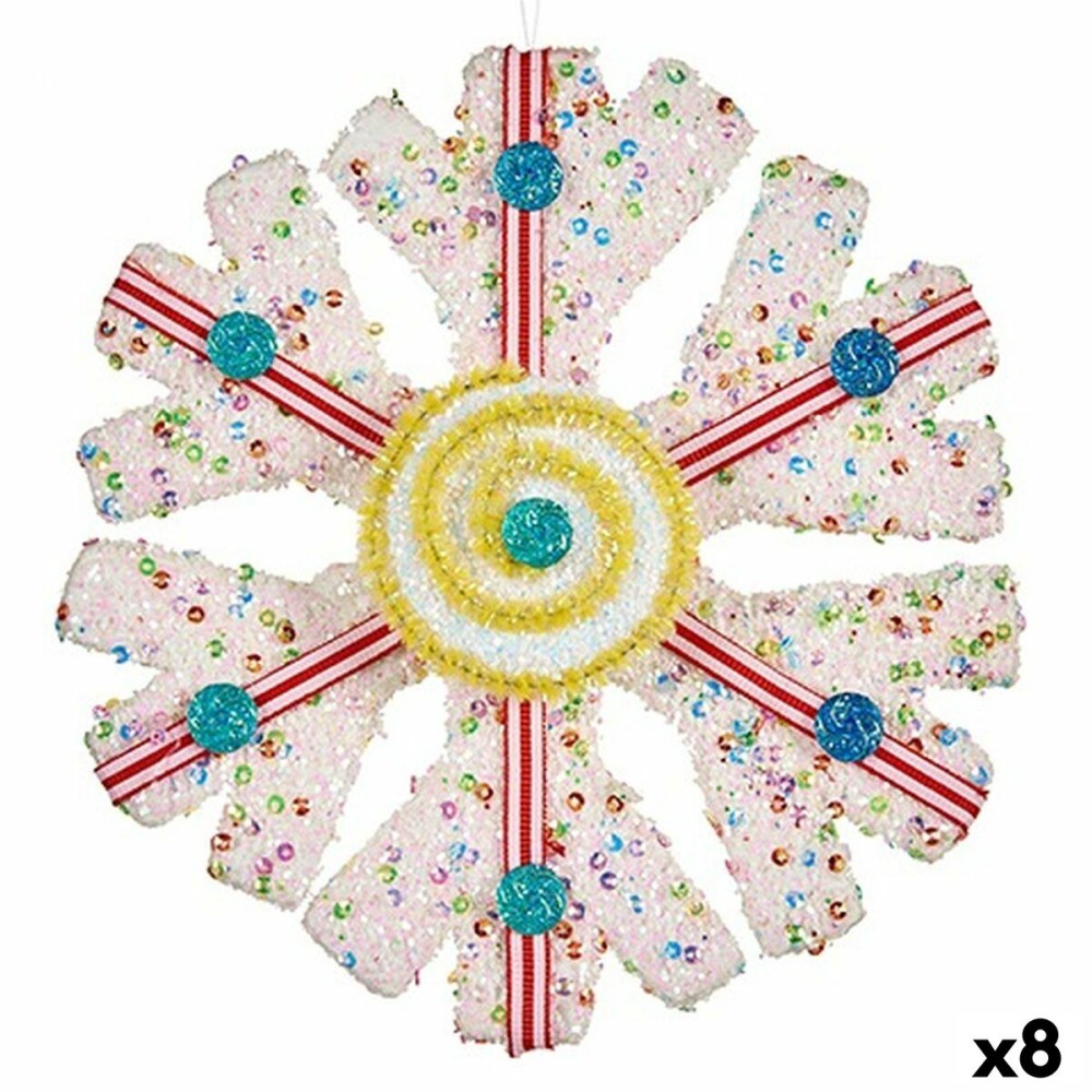 Décorations de Noël Krist+ 64815312 Blanc Rouge Flocons de neige 17 x 6 x 17 cm (8 Unités)