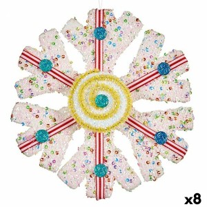 Décorations de Noël Krist+ 64815312 Blanc Rouge Flocons de neige 17 x 6 x 17 cm (8 Unités)