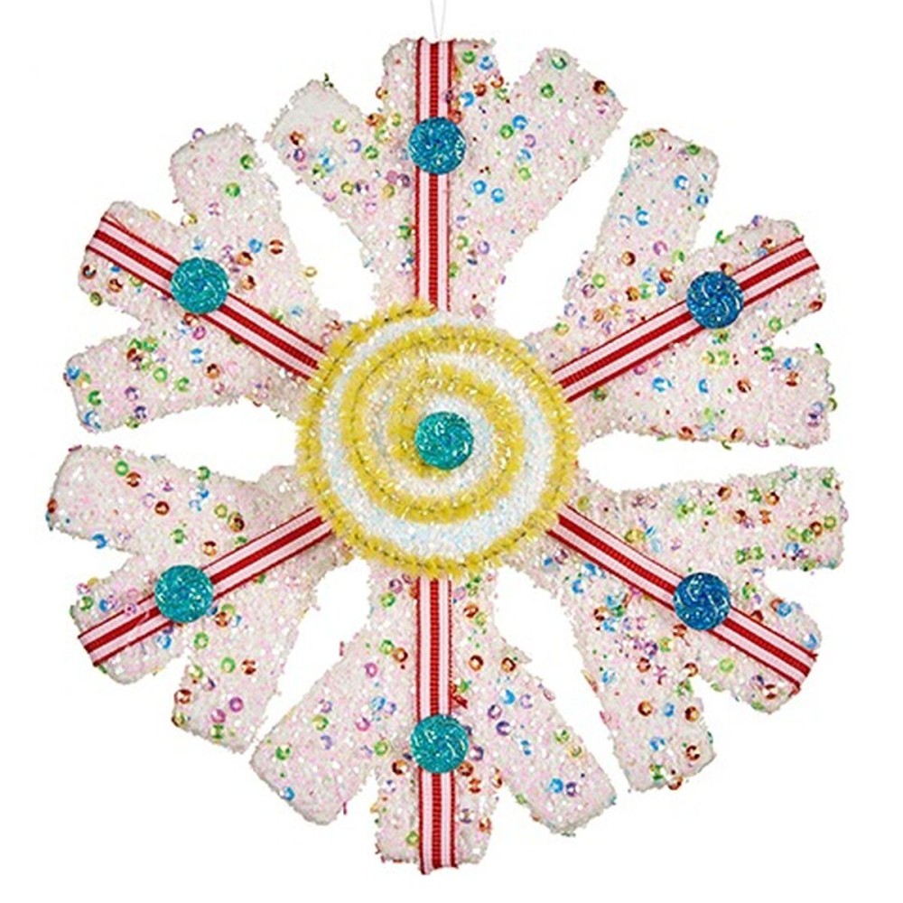 Décorations de Noël Krist+ 64815312 Blanc Rouge Flocons de neige 17 x 6 x 17 cm (8 Unités)