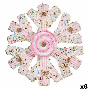 Décorations de Noël Krist+ 64815311 Blanc Rose Flocons de neige 17 x 6 x 17 cm (8 Unités)