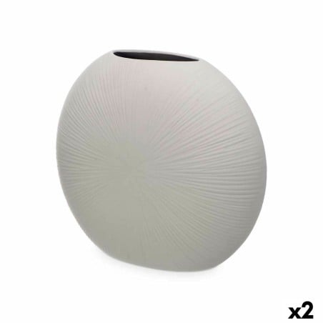 Vase Grey Ceramic 36 x 34 x 16 cm (2 Units) Circular