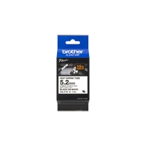 Ruban Laminé pour Etiqueteuses Brother HSE-211 Blanc Noir (1 Unité)
