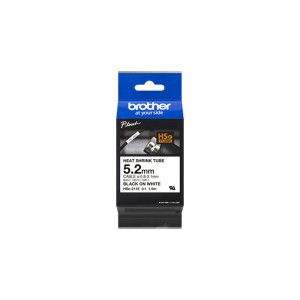 Ruban Laminé pour Etiqueteuses Brother HSE-211 Blanc Noir (1 Unité)
