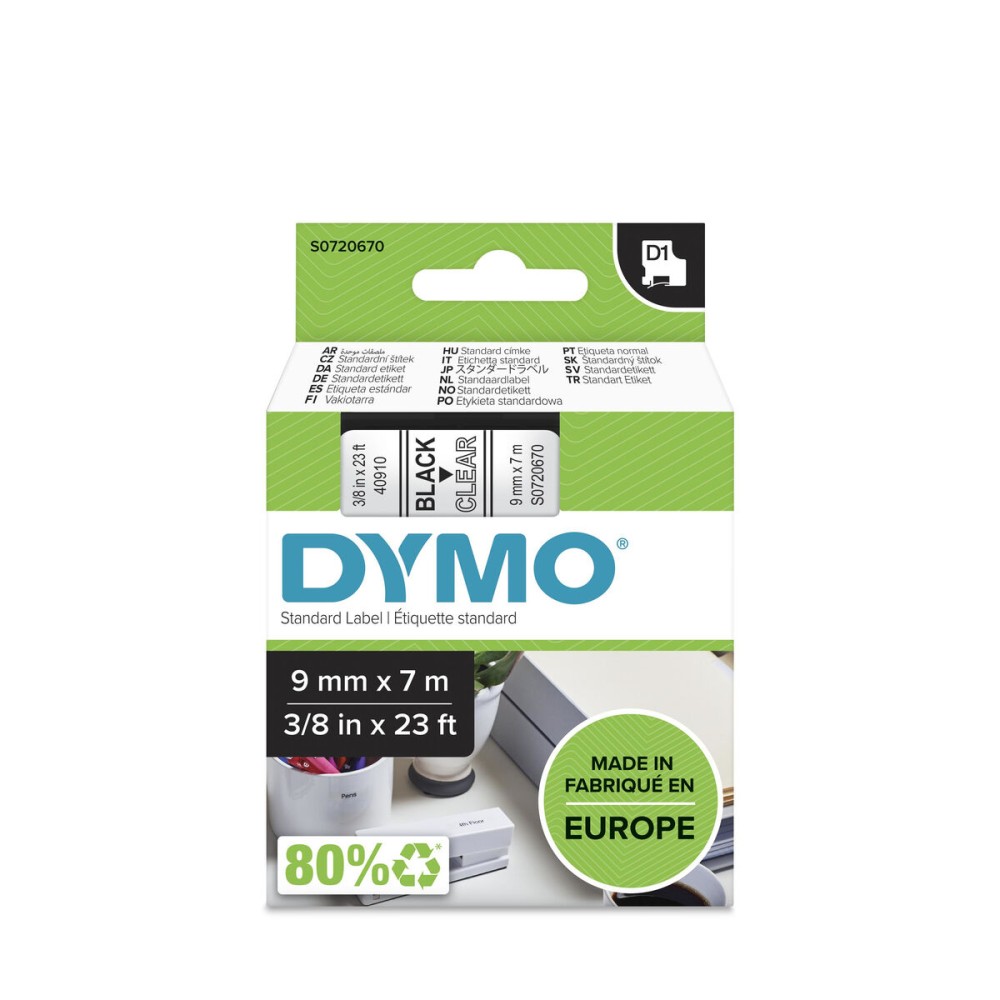 Ruban Laminé pour Etiqueteuses Dymo LM D1 Noir
