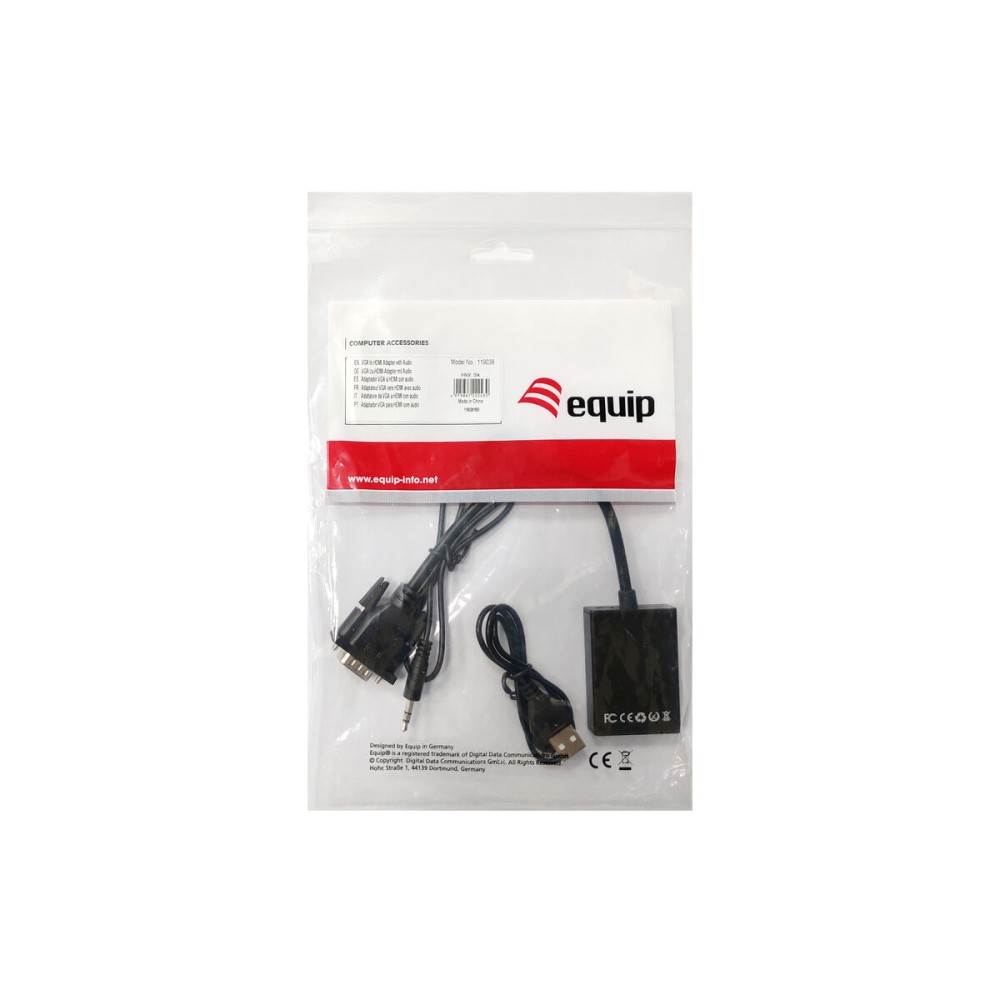 VGA-zu-HDMI-Adapter mit Audio Equip 119038 Schwarz