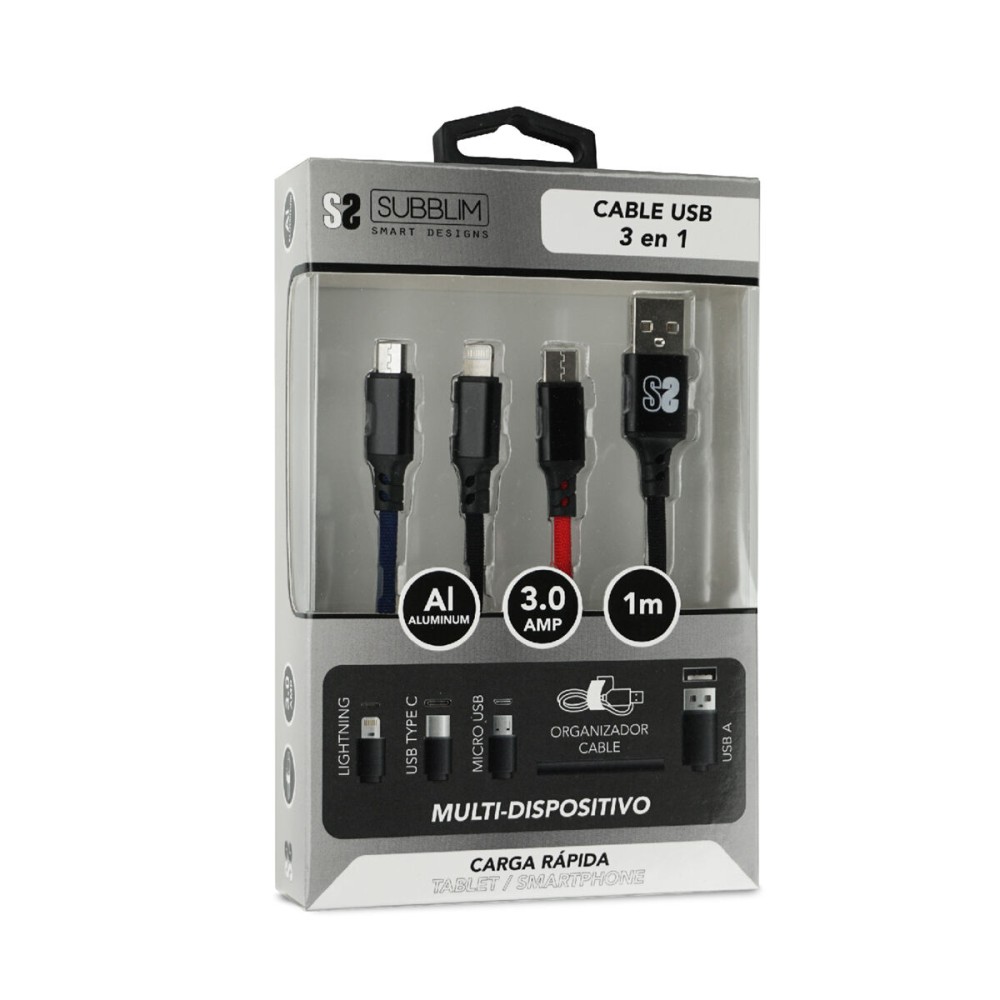 Kabel Micro USB Subblim Premium 3in1
