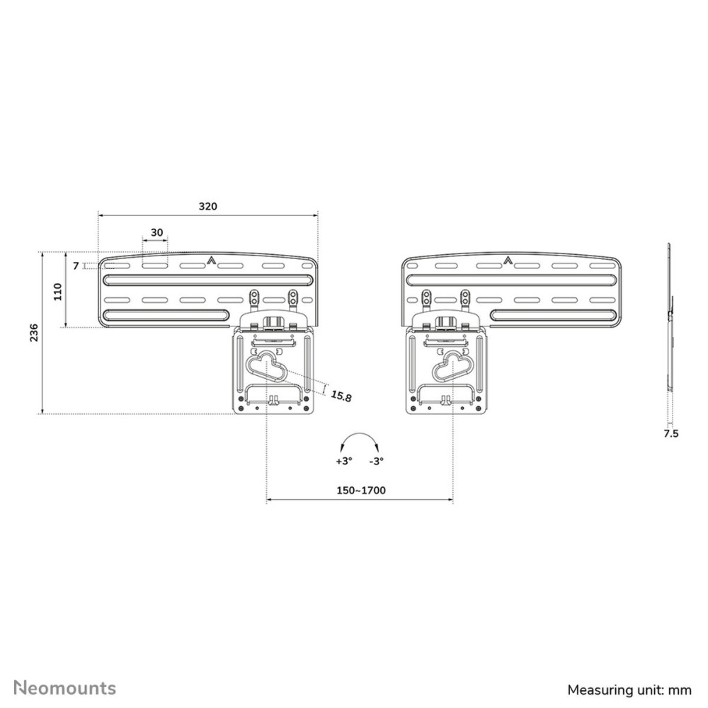 Support de TV Neomounts WL30-265BL1 43" 60 Kg