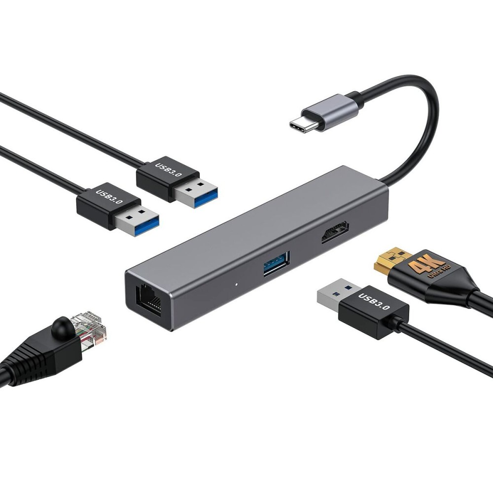 Hub USB CoolBox Hub miniDOCK4 USB-C Grau