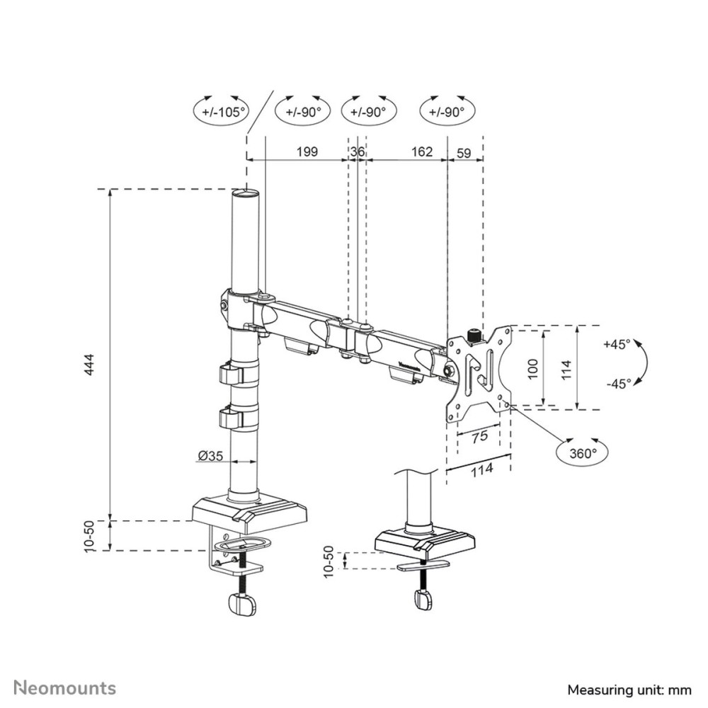 Support de table d'écran Neomounts DS60-600BL1 10" 32"