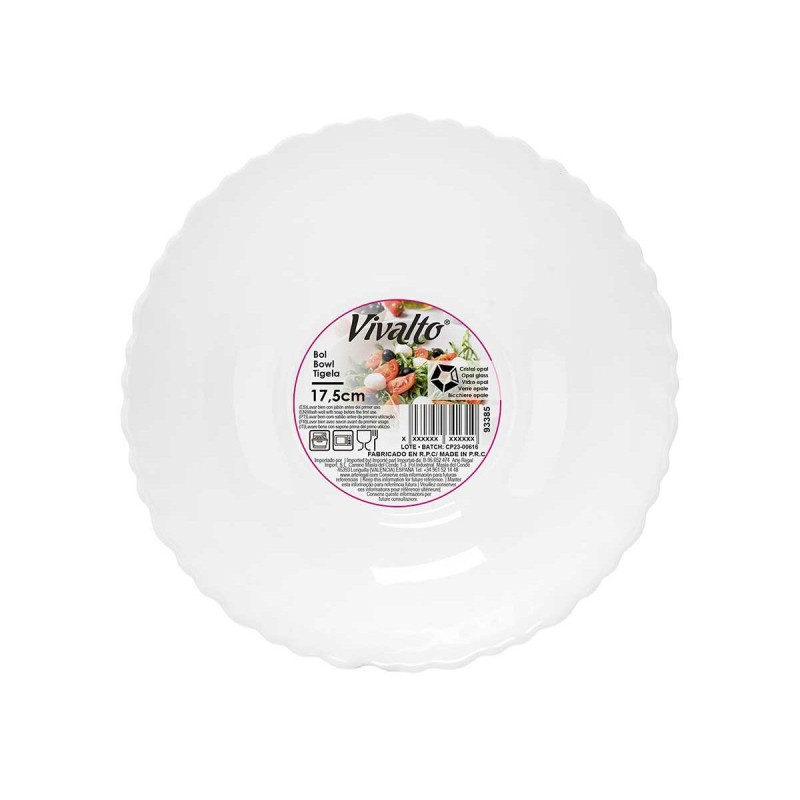 Bowl Vivalto LSLW-70 White Opaline glass 17,5 x 5,5 x 17,5 cm (24 Units)