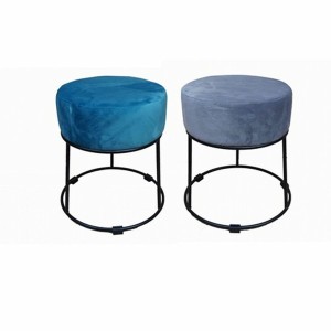 Fußstütze DKD Home Decor Schwarz Grau Metall türkis Polyester (36 x 36 x 37 cm) (2 Stück)