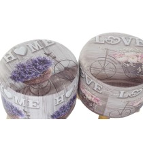Fußstütze DKD Home Decor Grau Fahrrad Rosa Lila PU Kiefer (30 x 30 x 30 cm) (2 Stück) (30 x 30 x 32 cm)
