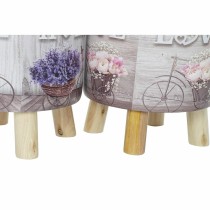 Fußstütze DKD Home Decor Grau Fahrrad Rosa Lila PU Kiefer (30 x 30 x 30 cm) (2 Stück) (30 x 30 x 32 cm)